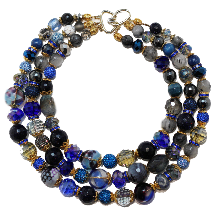 Deep V Beaded Blue Necklace – BERNA PECI JEWELRY